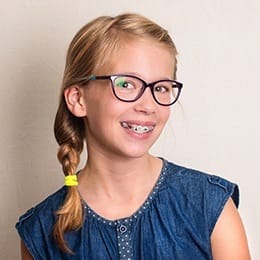 Preteen girl with braces