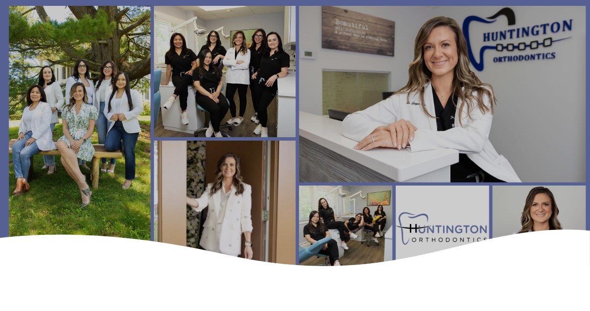 Collage of people smiling after orthodontics in Amityville