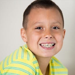 Young boy with braces