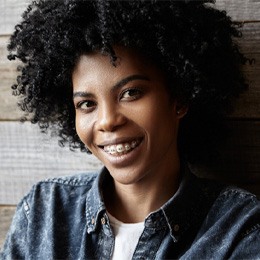 Woman smiling with braces